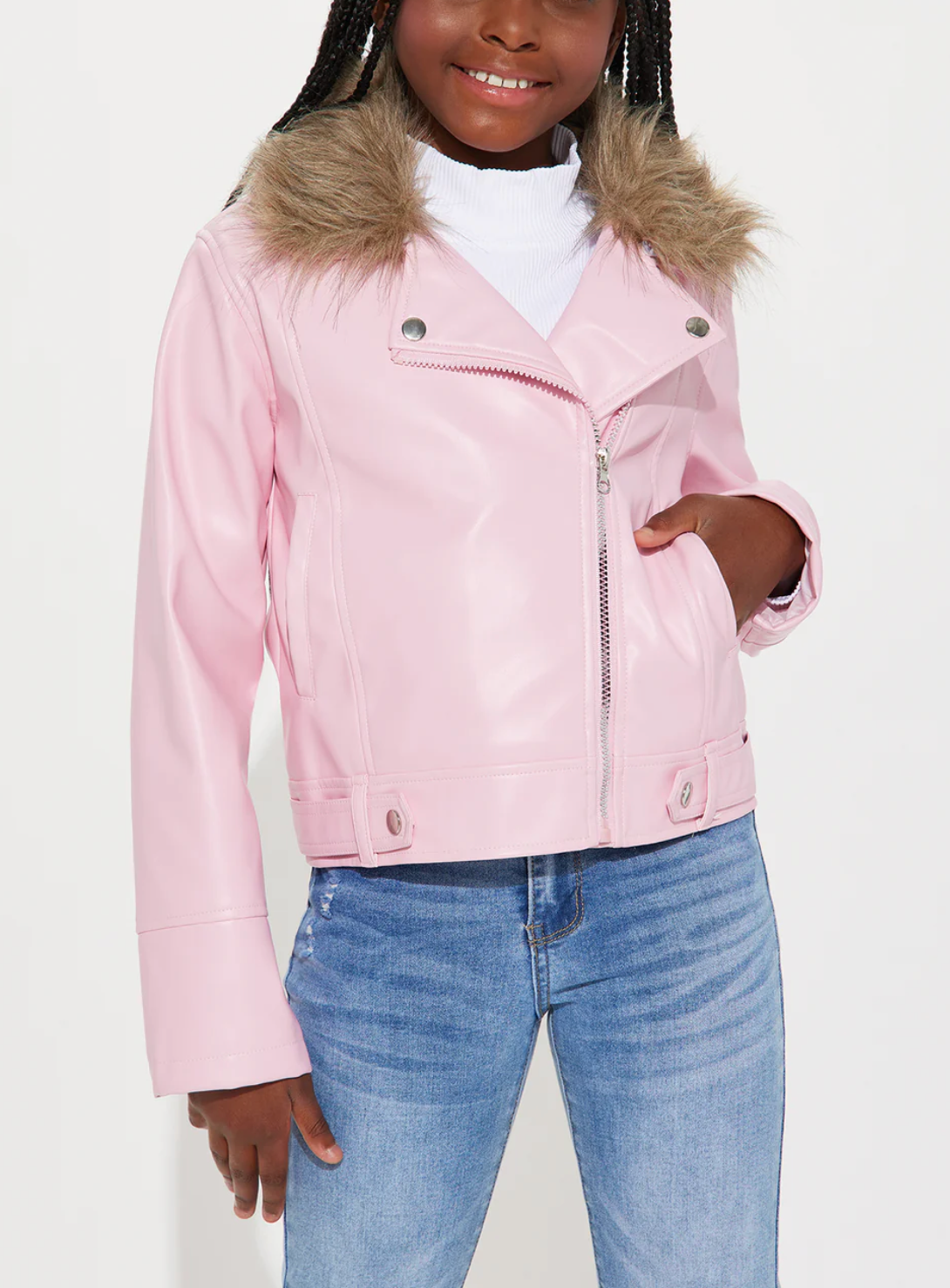 Veste de moto en similicuir fille