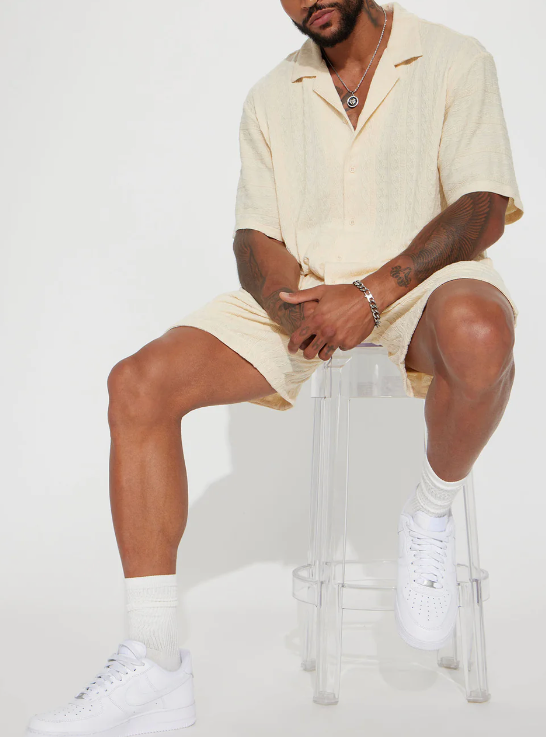 Short en tricot Crème