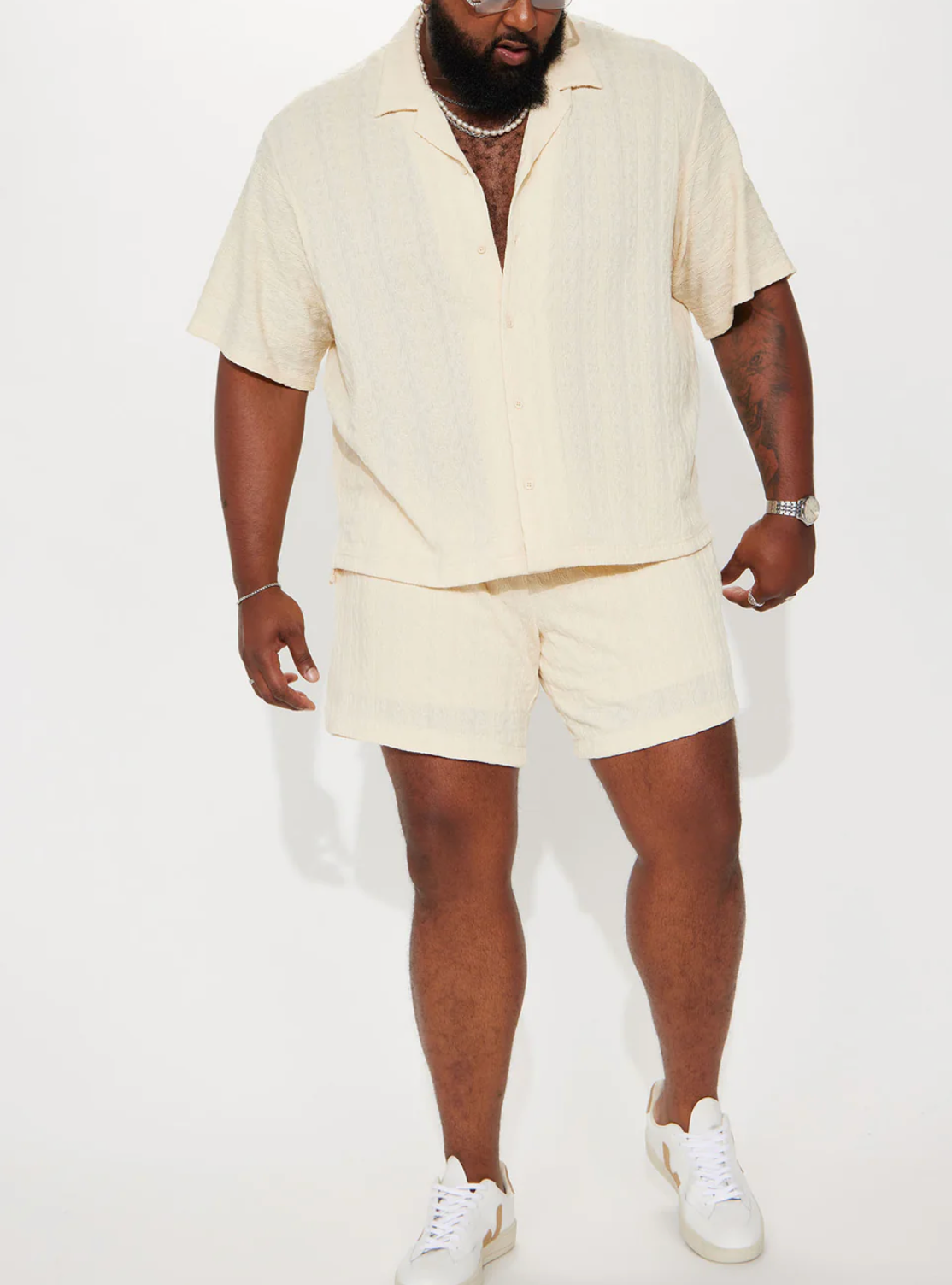Short en tricot Crème