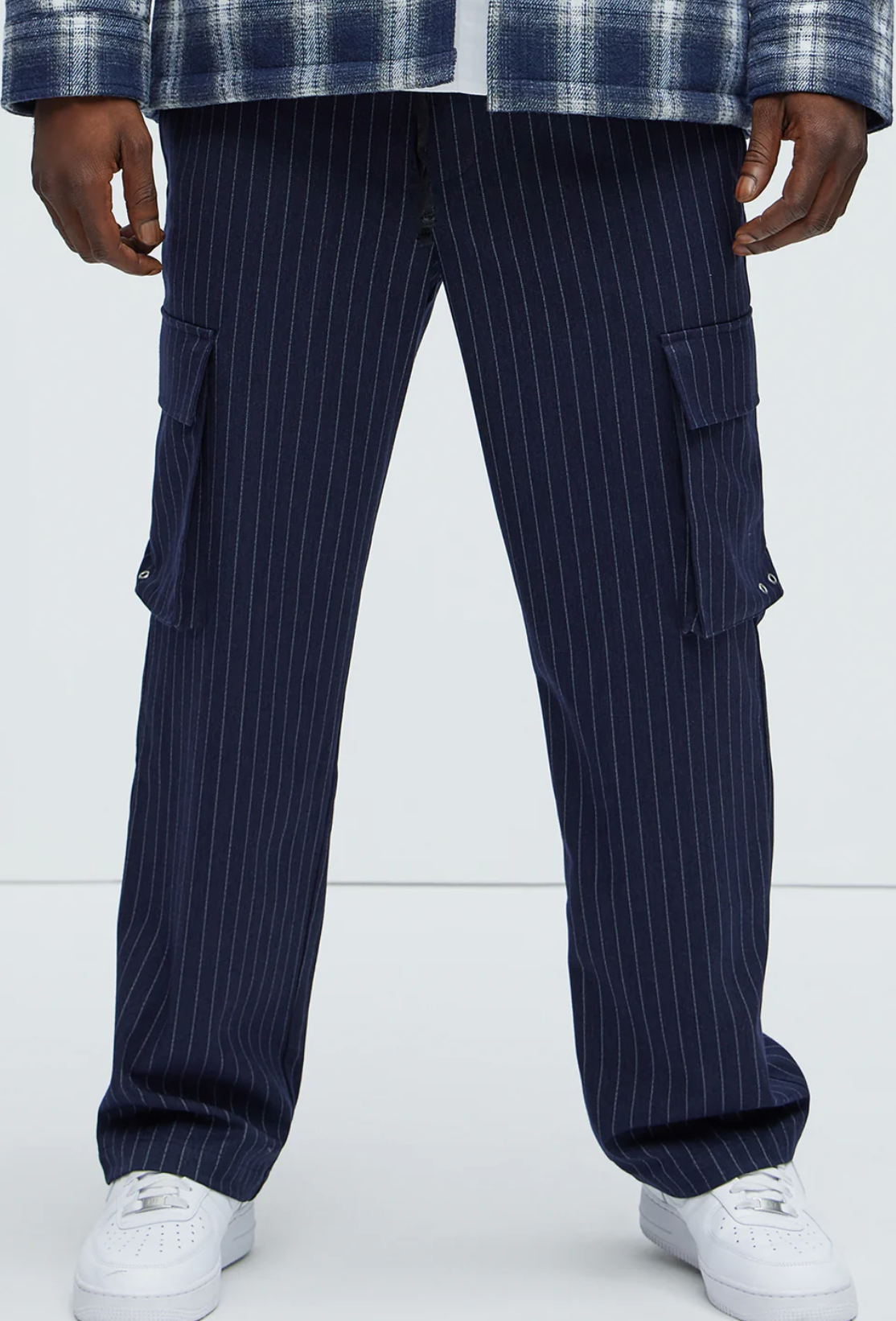 Pantalon cargo décontracté à rayures
