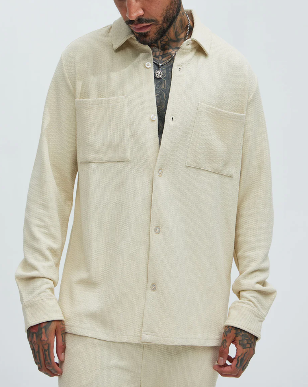 Chemise boutonnée texturée