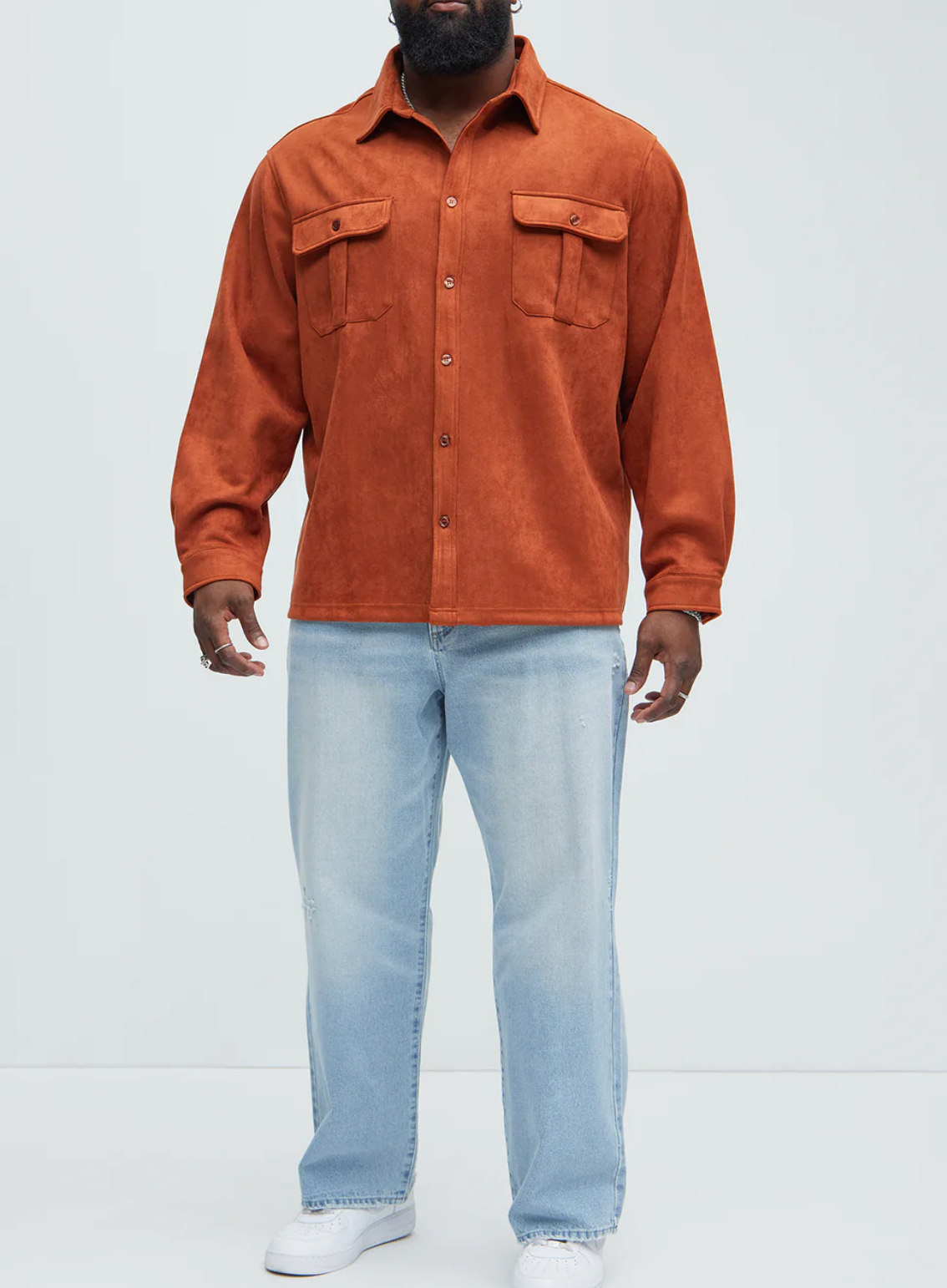Chemise boutonnée en imitation - Marron
