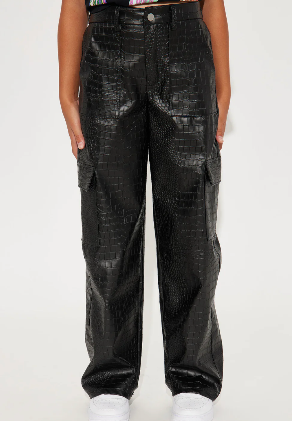 Pantalon cargo similicuir fille