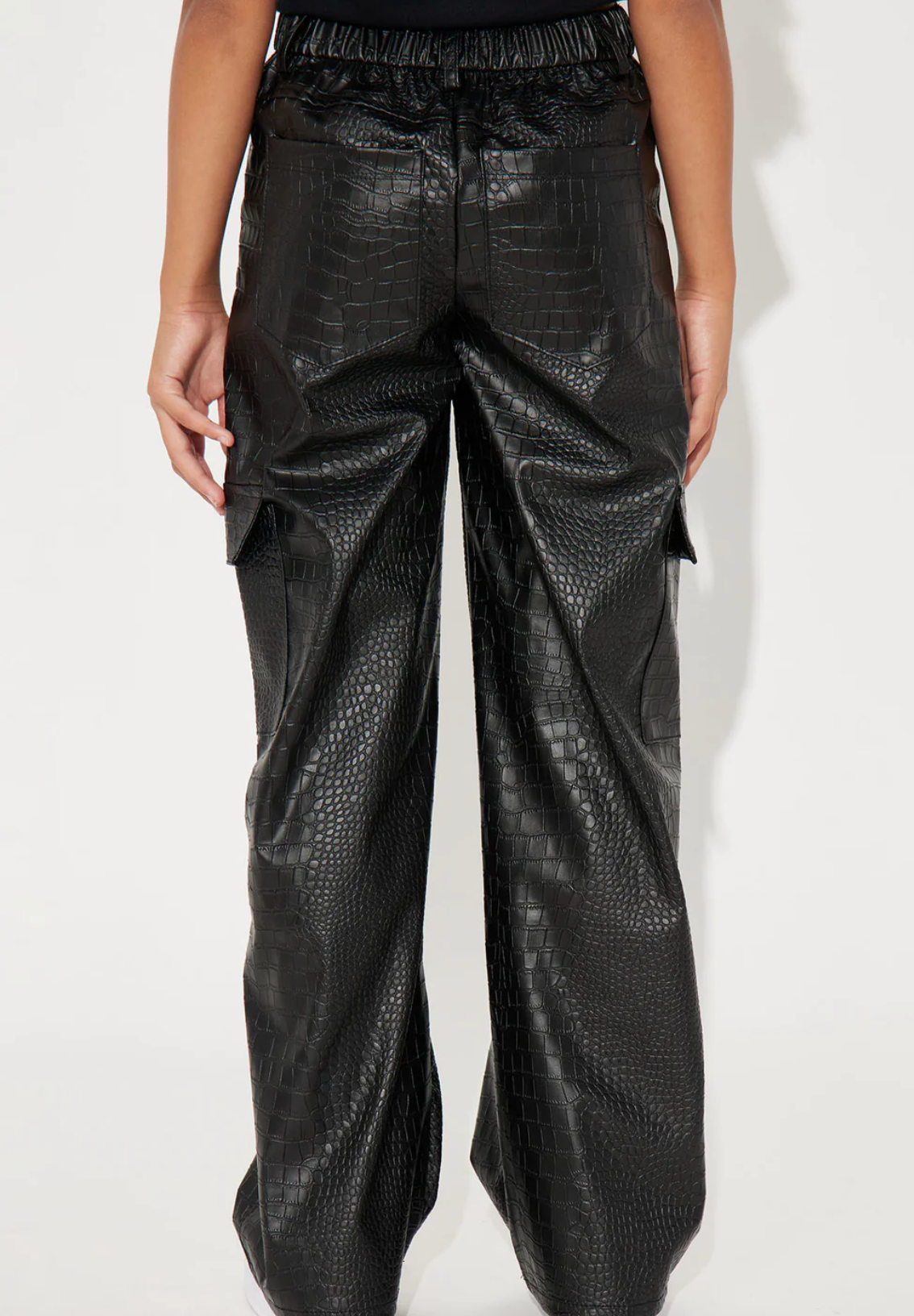 Pantalon cargo similicuir fille