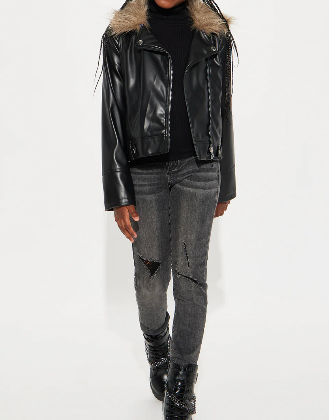Veste de moto en similicuir fille