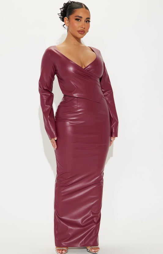 Robe longue faux cuir