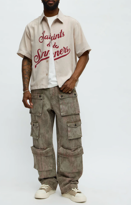 Jean cargo baggy Marron