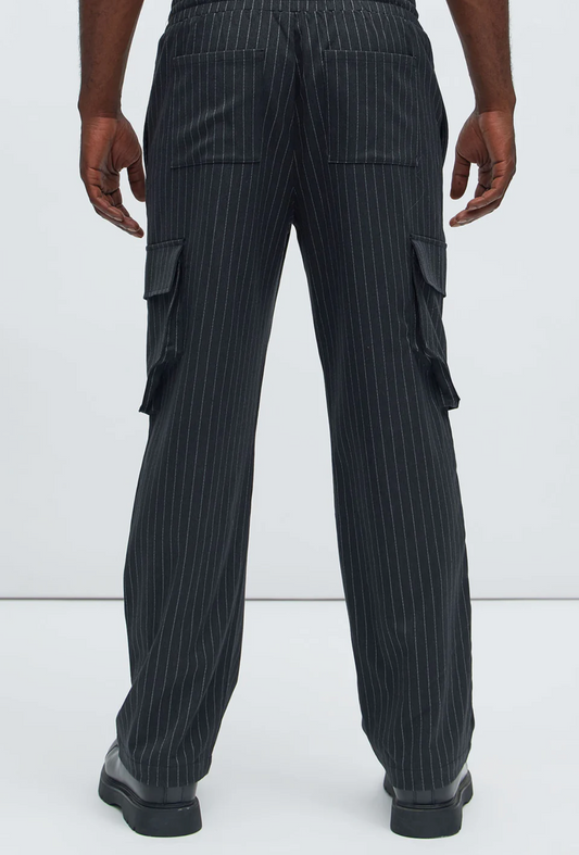 Pantalon cargo décontracté à rayures