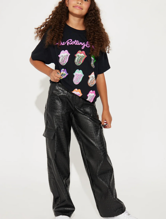 Pantalon cargo similicuir fille